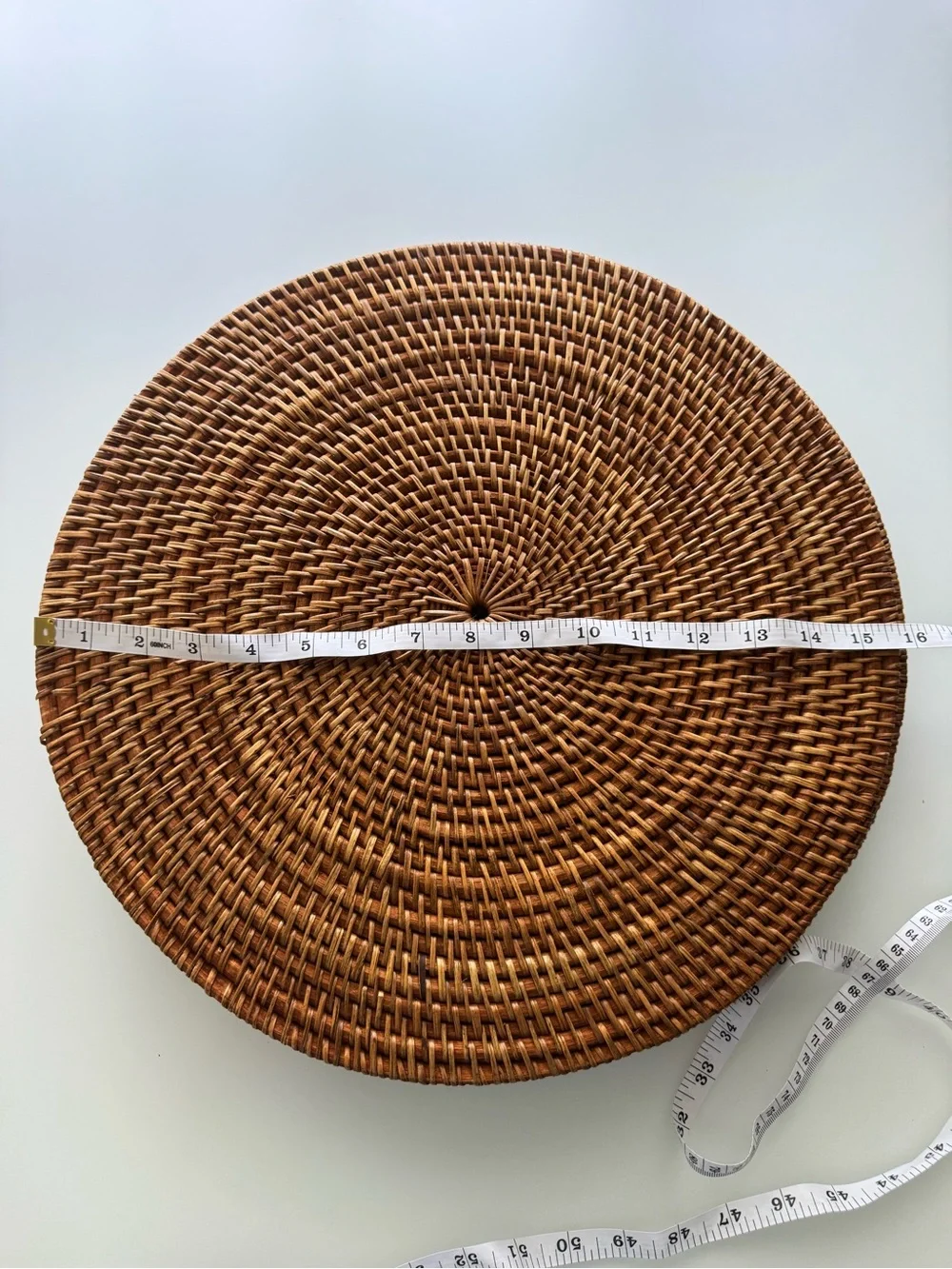 Set of 5 Woven Rattan Round Placemats 16” Boho Table Decor